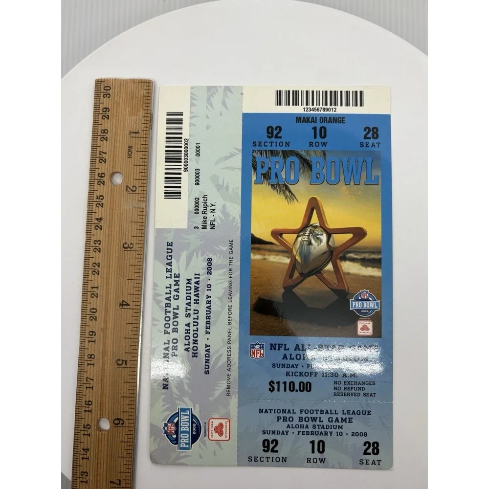 2008 NFL Pro‎ Bowl Full Ticket Aloha Stadium, Hawaii New Unused Ticket Football